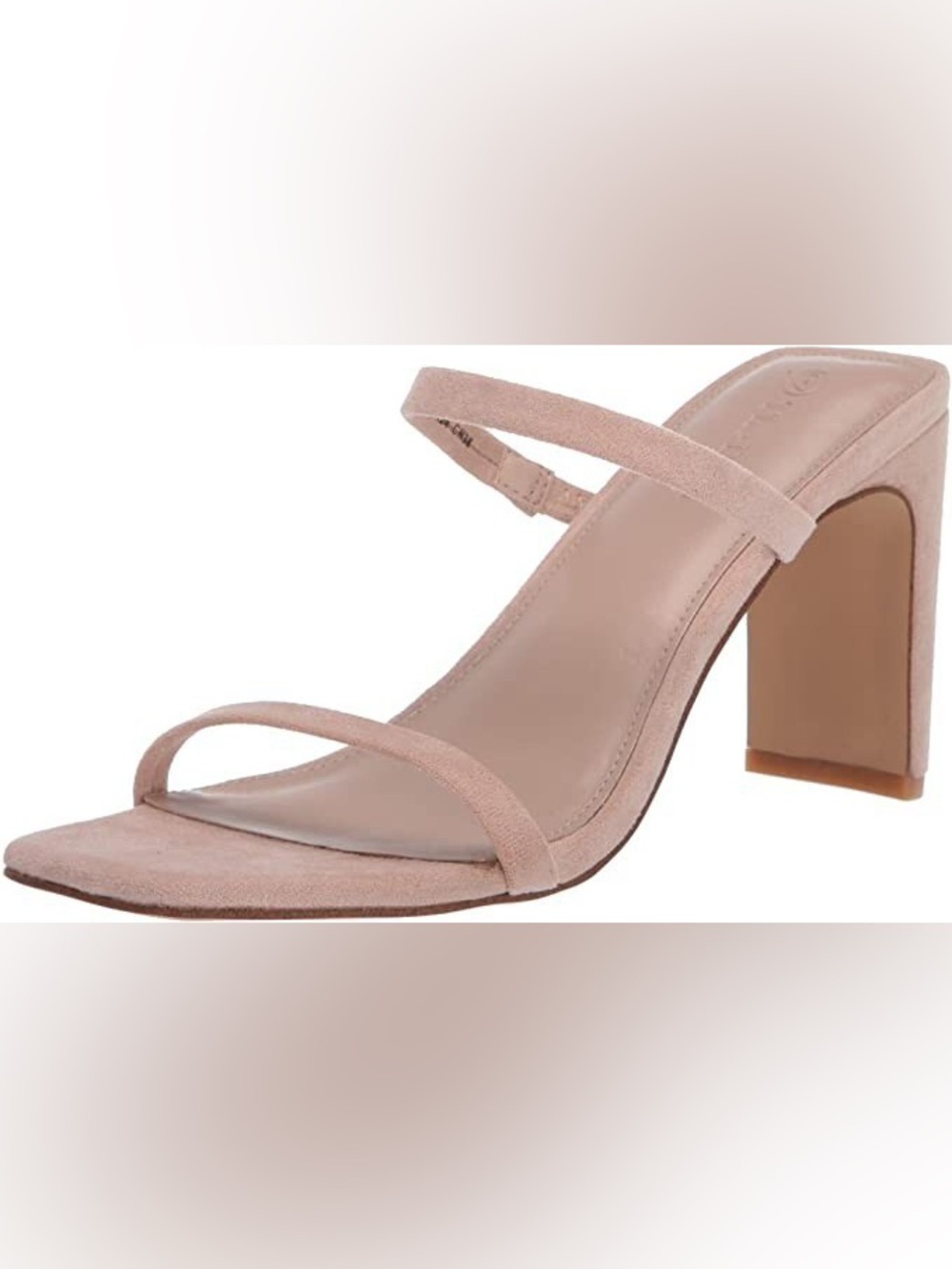 The Drop Nude Two Strap Square Heels